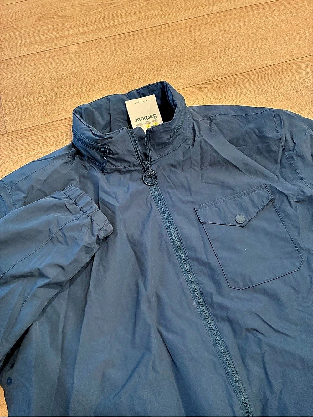 NWT Barbour Men’s Herron Jacket Water Resistant Hooded Blue Size L